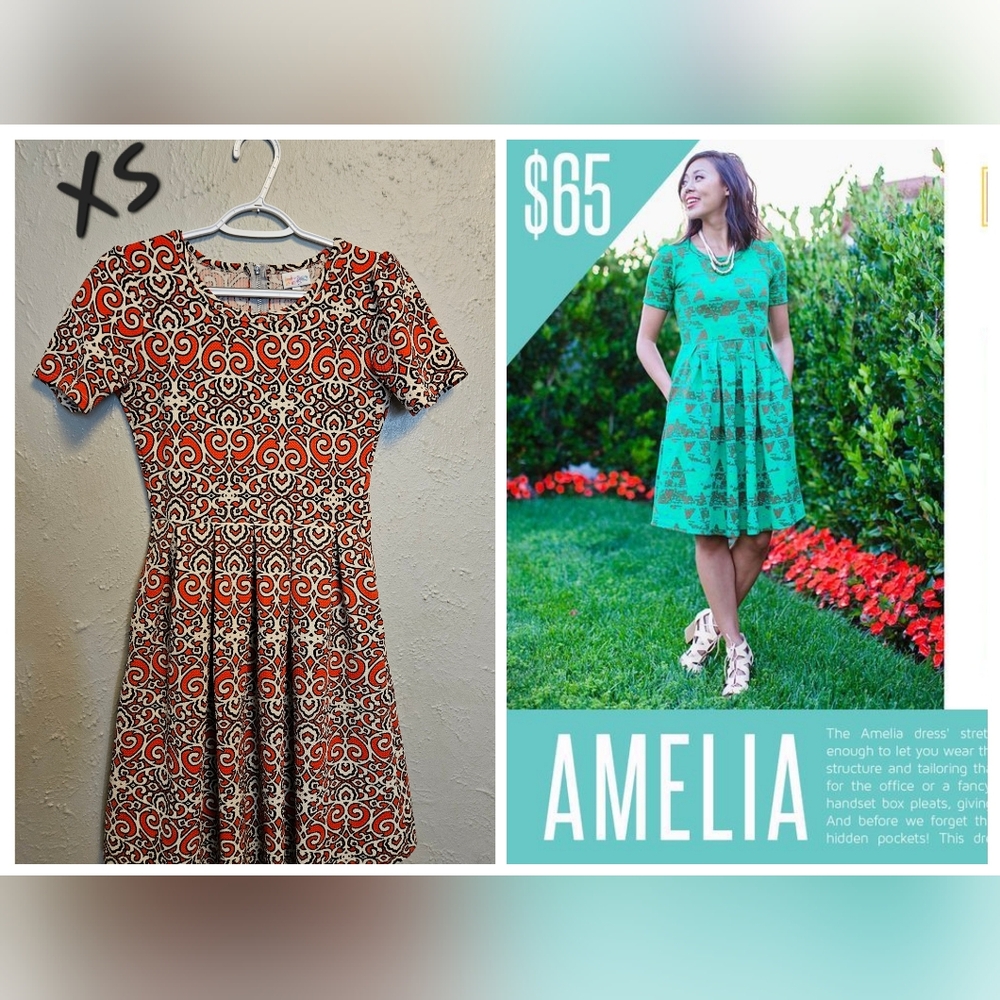 Lularoe Amelia Dress | Red/White/Black | Size XS